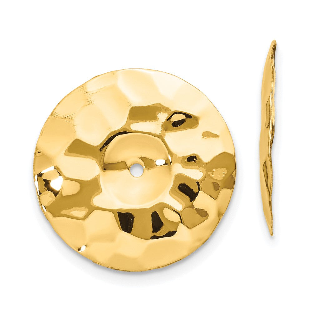 14K Gelbgold Poliert Gehämmert Plättchen Ohrring Jacken