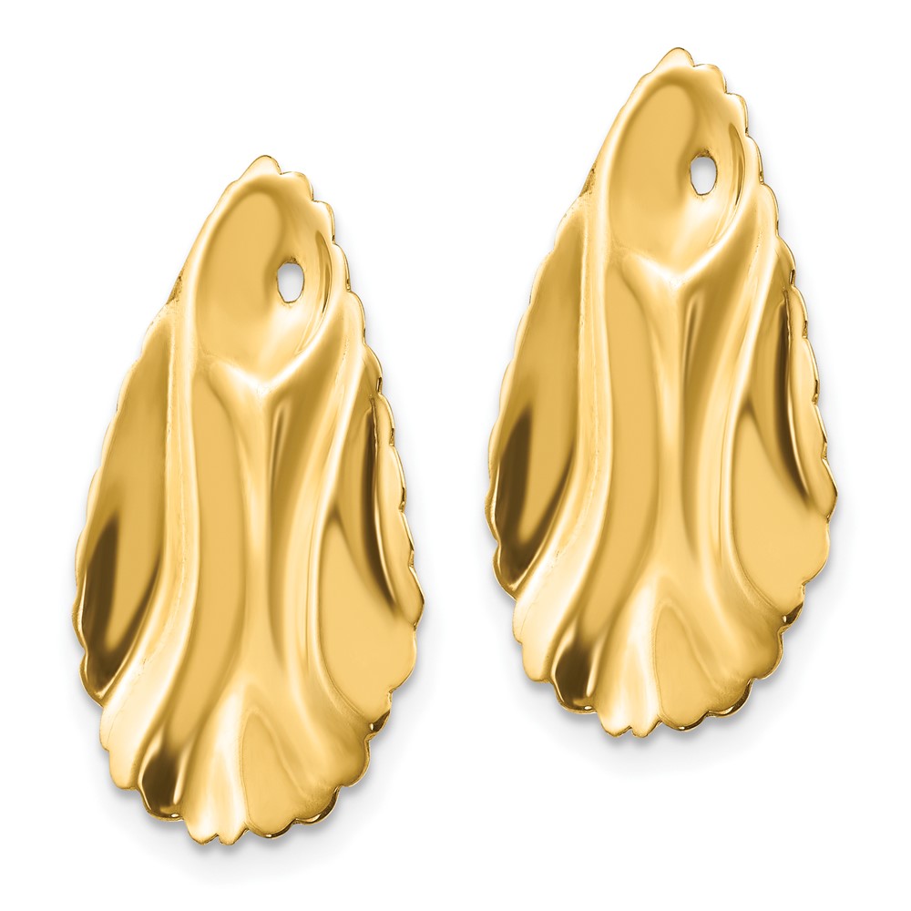 14K Gelbgold Poliert Gehämmert Oval Ohrring Jacken