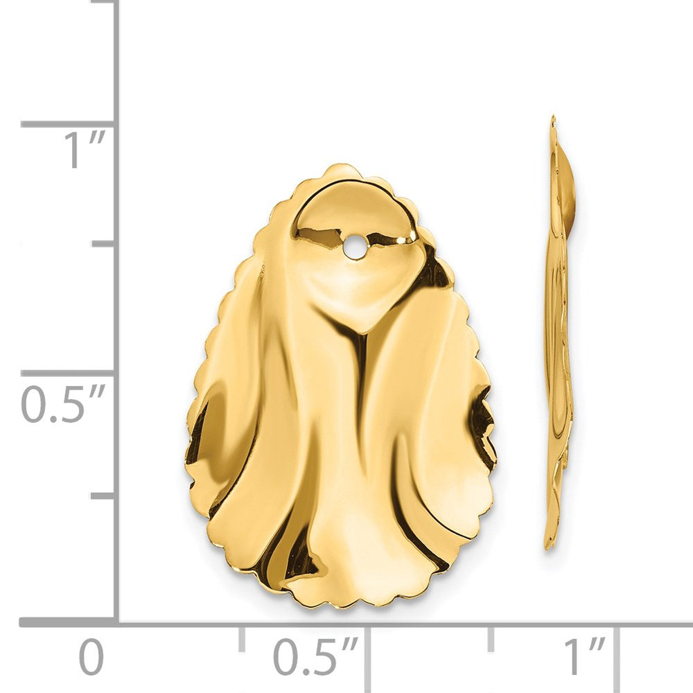 14K Gelbgold Poliert Gehämmert Oval Ohrring Jacken