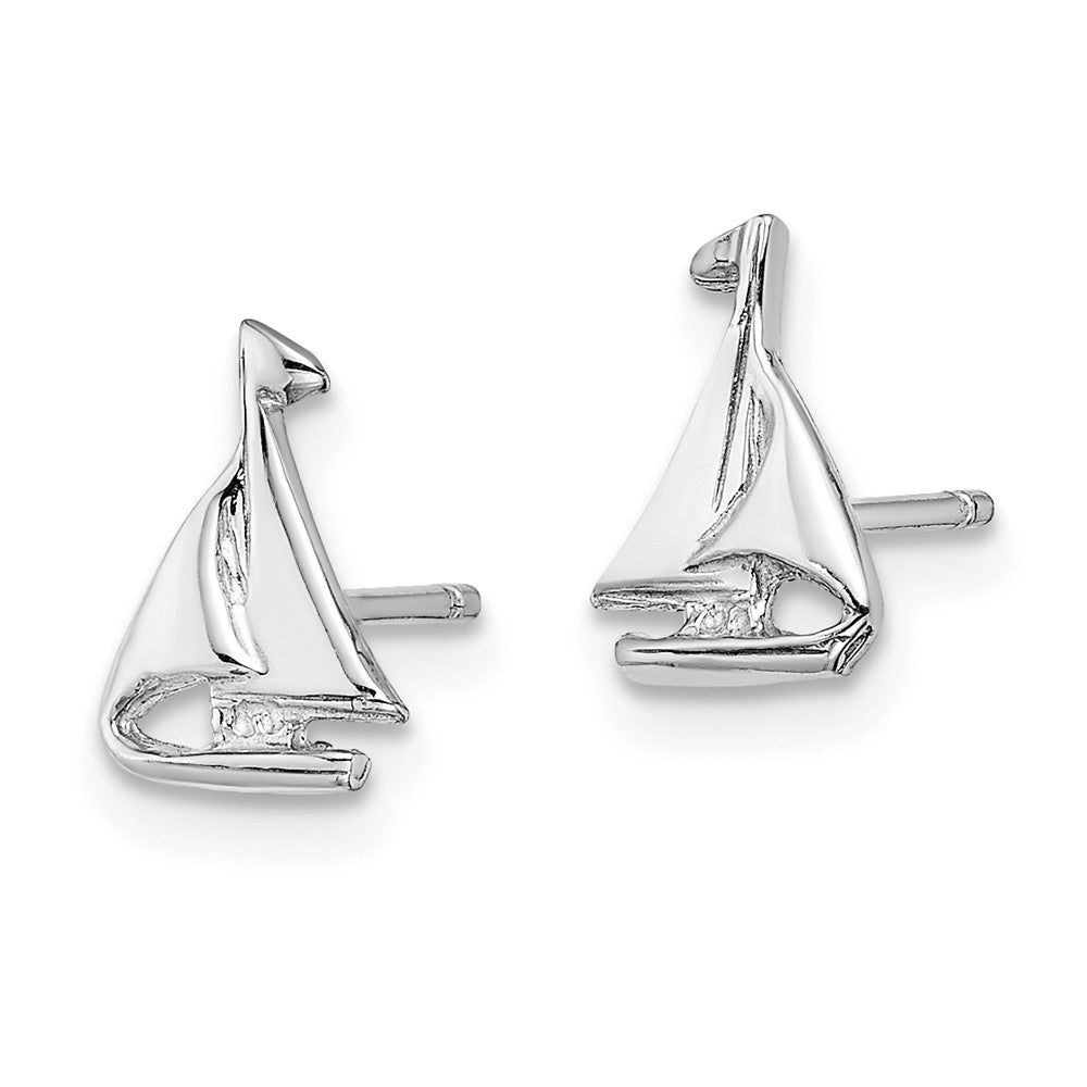 14K Weißgold Mini Segelboot Ohrstecker