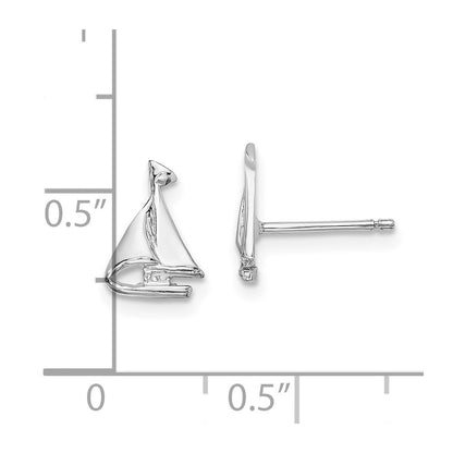 14K Weißgold Mini Segelboot Ohrstecker