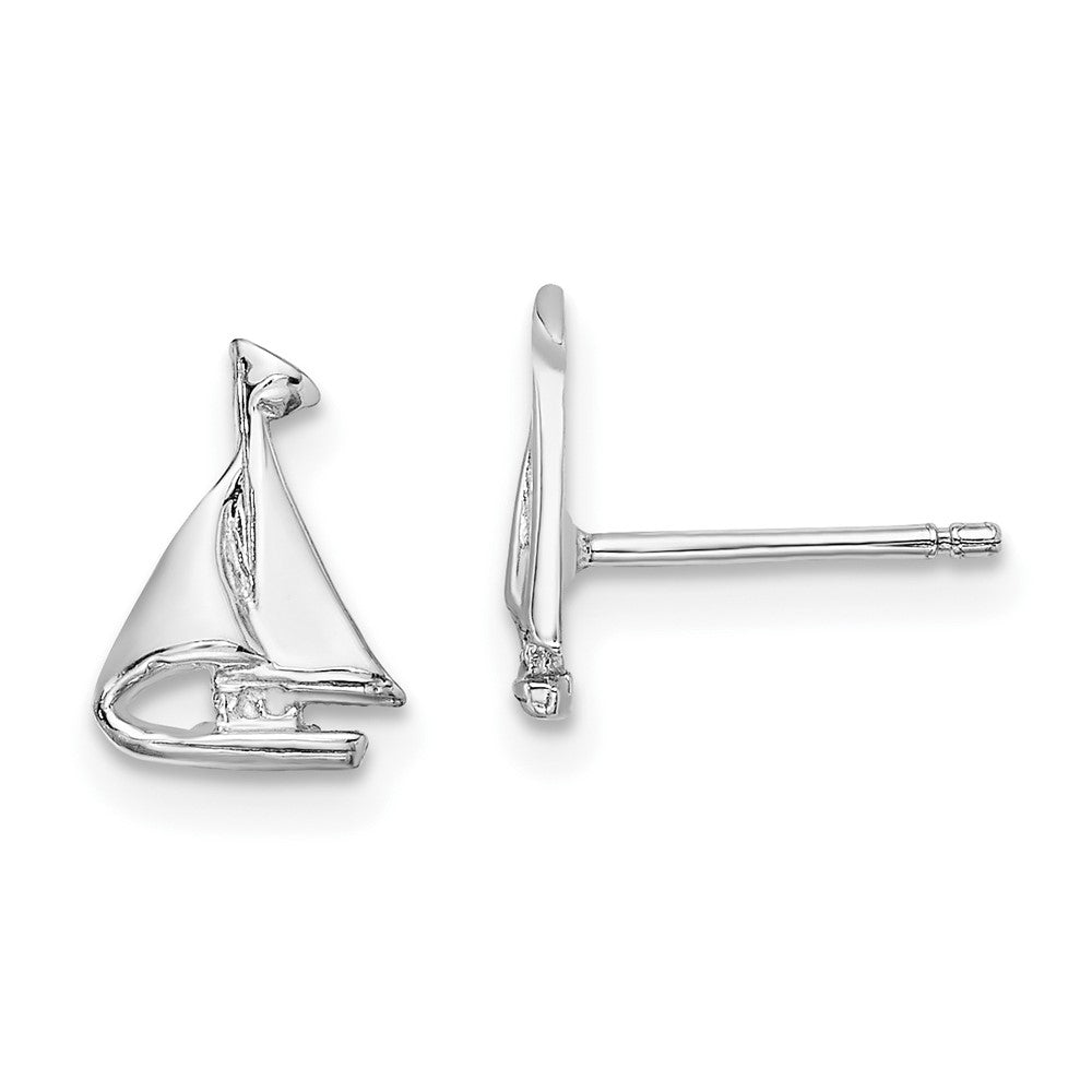 14K Weißgold Mini Segelboot Ohrstecker
