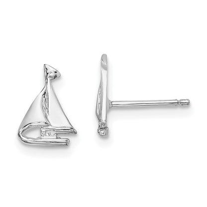 14K Weißgold Mini Segelboot Ohrstecker