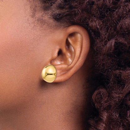 14K Gelbgold Poliert 16mm Halb Kugel Ohrstecker