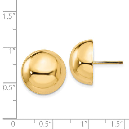 14K Gelbgold Poliert 16mm Halb Kugel Ohrstecker
