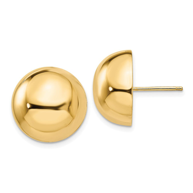 14K Gelbgold Poliert 16mm Halb Kugel Ohrstecker
