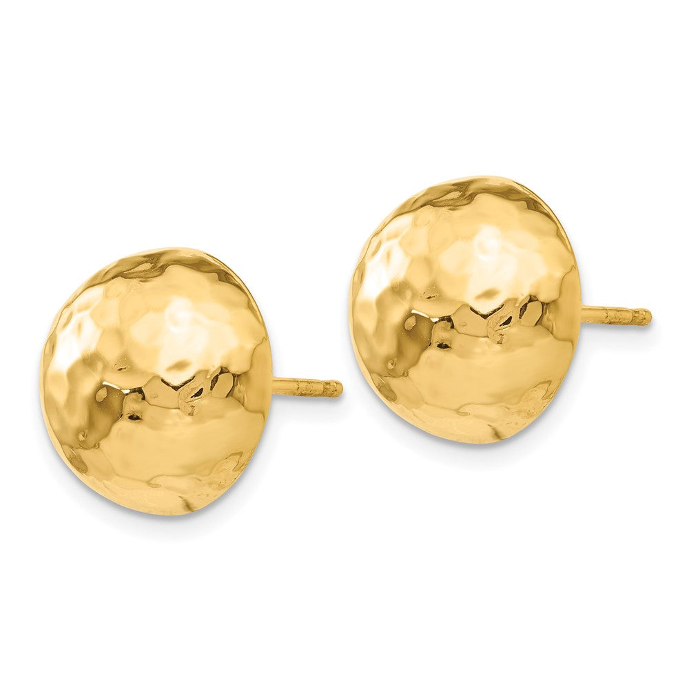 14K Gelbgold Gehämmert Halb Kugel Ohrstecker
