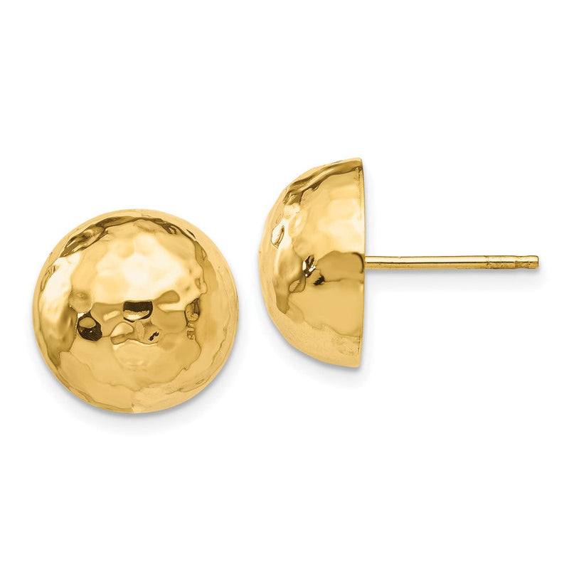 14K Gelbgold Gehämmert Halb Kugel Ohrstecker