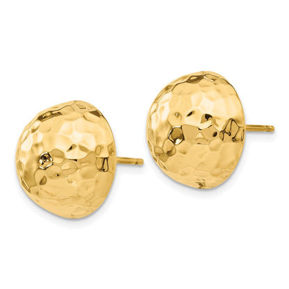 14K Gelbgold Gehämmert Halb Kugel Ohrstecker
