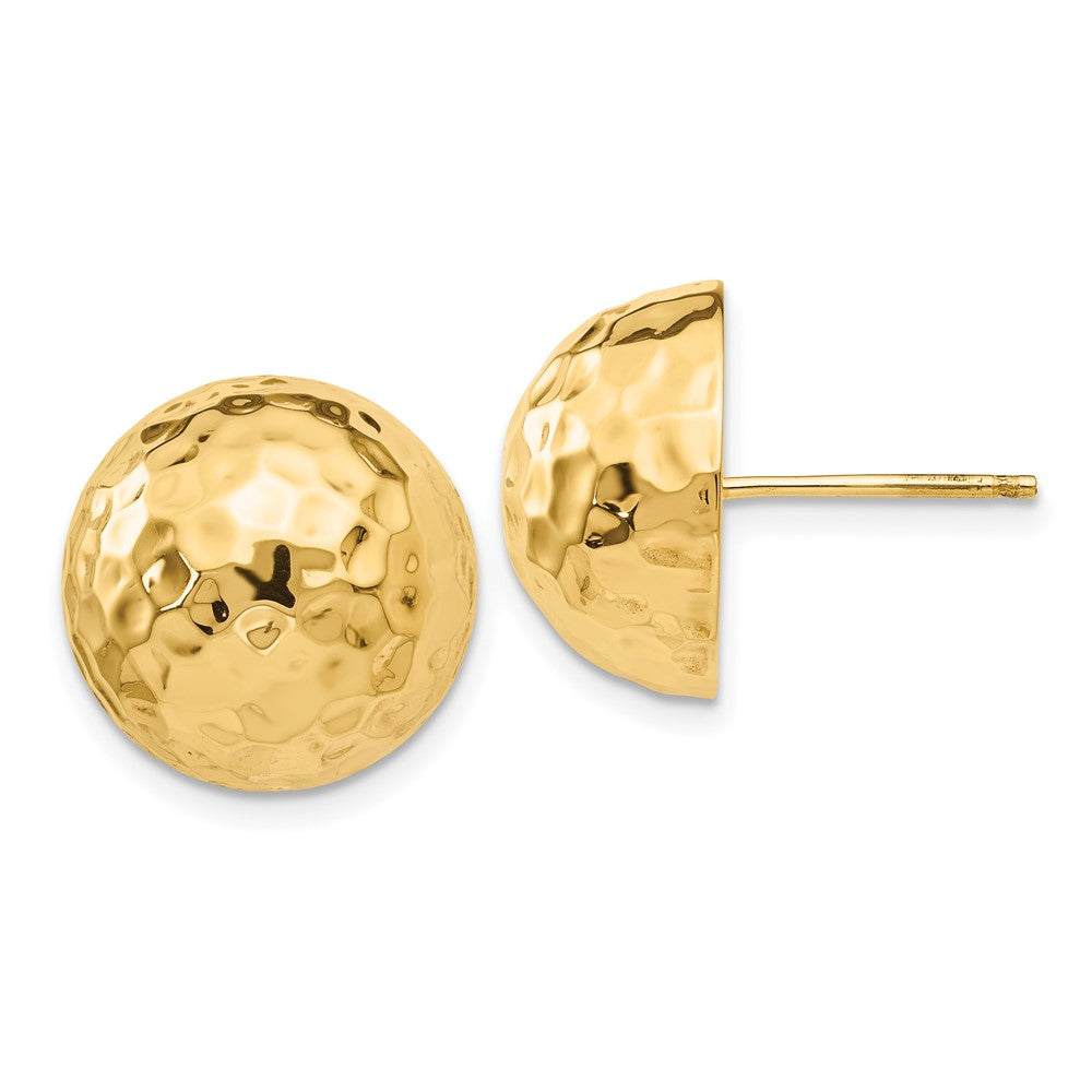 14K Gelbgold Gehämmert Halb Kugel Ohrstecker