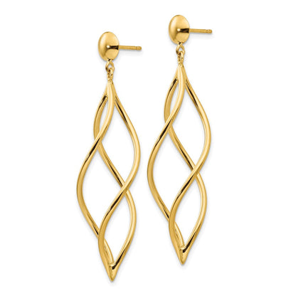 14K Gelbgold Gebogen Röhre Ohrhänger