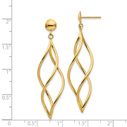 14K Gelbgold Gebogen Röhre Ohrhänger