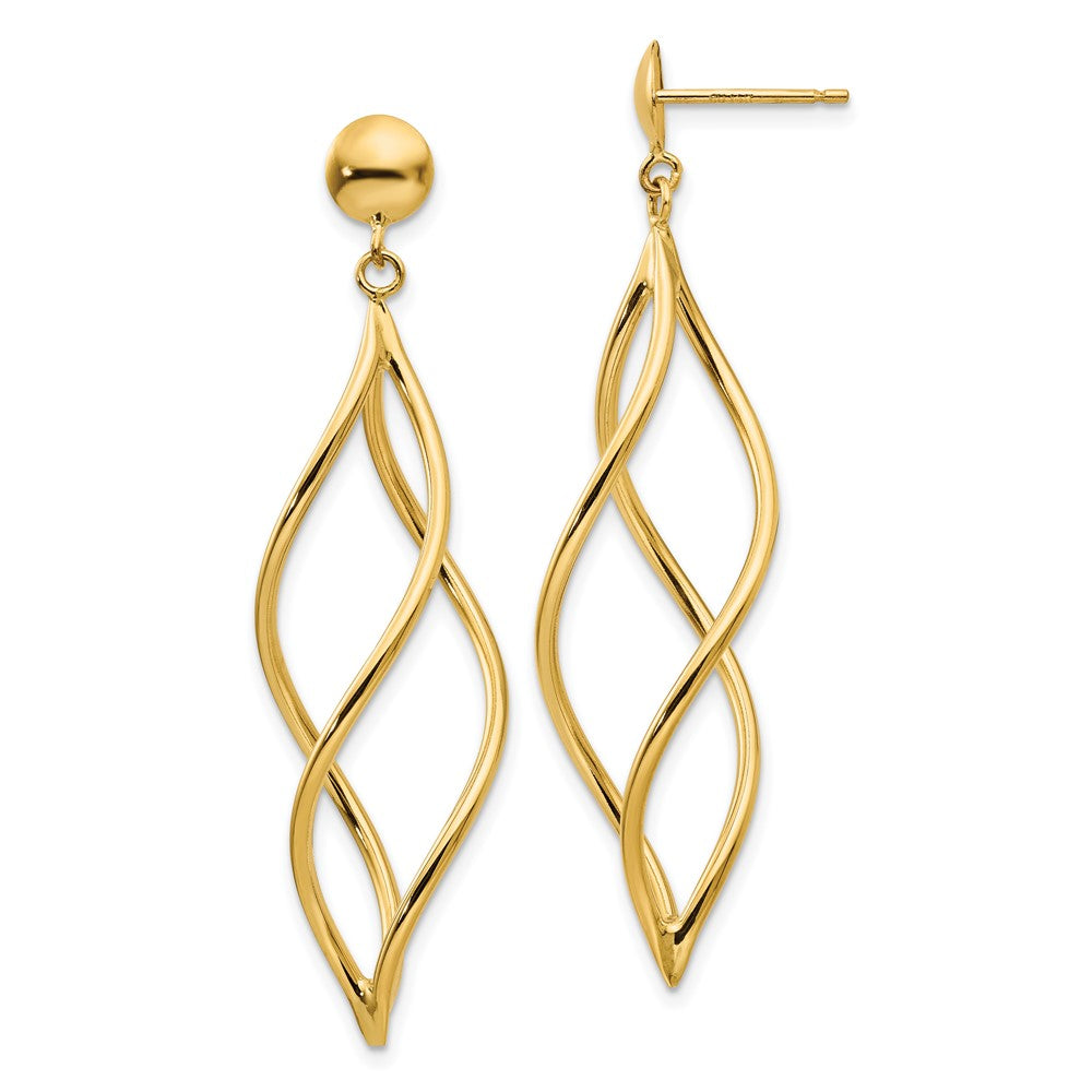 14K Gelbgold Gebogen Röhre Ohrhänger