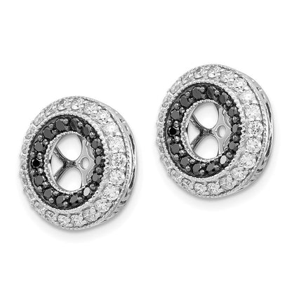 14K Weißgold Schwarz und Diamant Ohrring Jacken