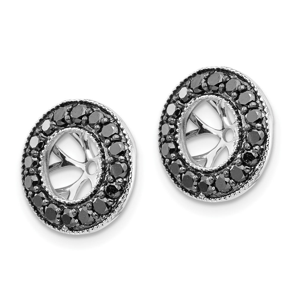 14K Weißgold 3/4ct Schwarz Diamant Ohrring Jacken