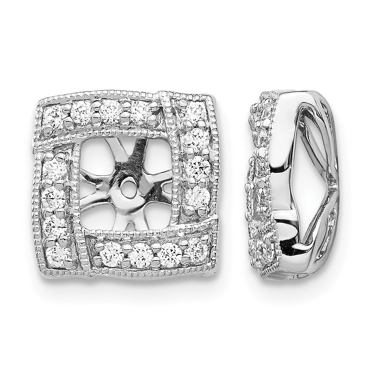 14K Weißgold Ohrring-Jacket mit 0,33 ct. im Labor gezüchteten Diamanten VS/SI+ G+ mit 4,5 mm