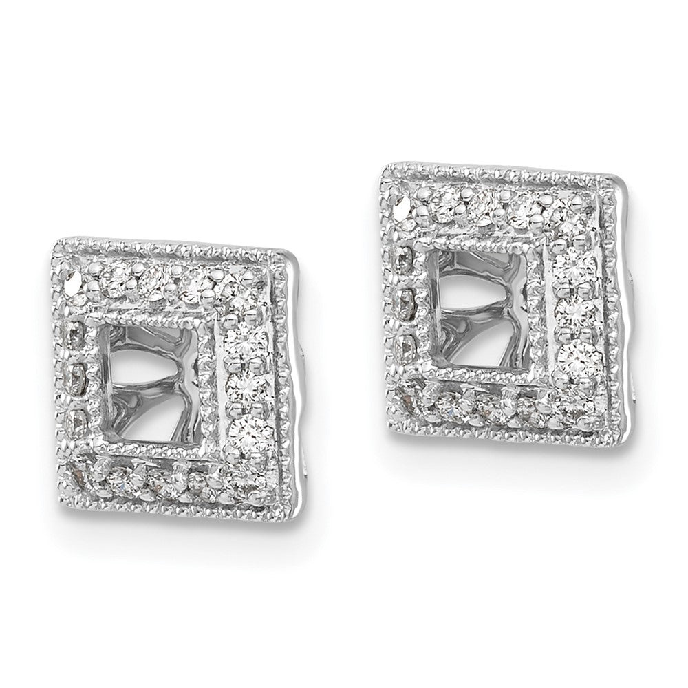 14K Weißgold Diamant Quadratisch Jacke Ohrringe