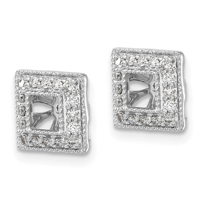 14K Weißgold Diamant Quadratisch Jacke Ohrringe