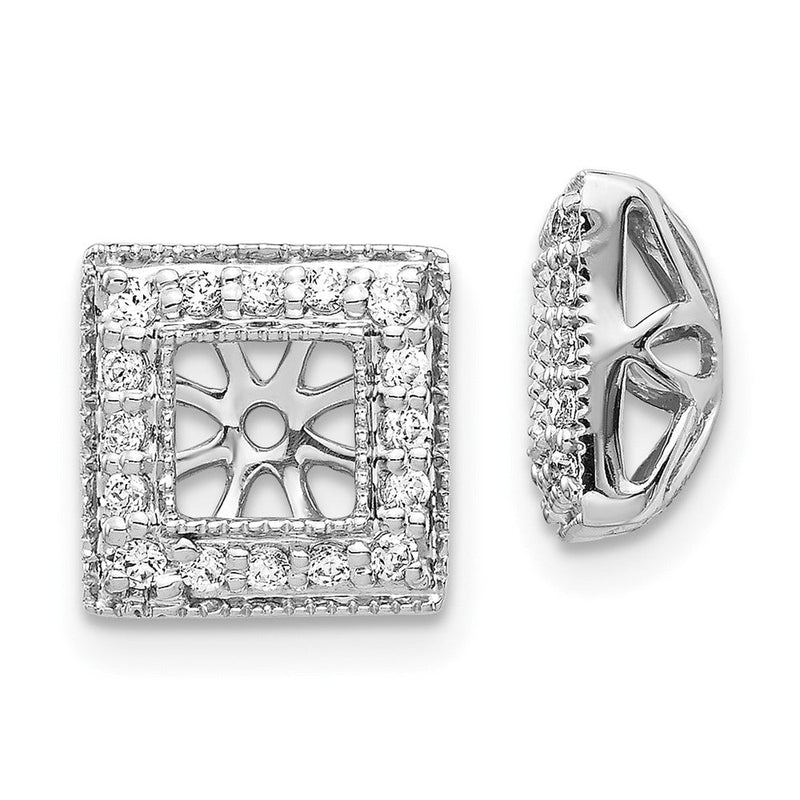 14K Weißgold Diamant Quadratisch Jacke Ohrringe