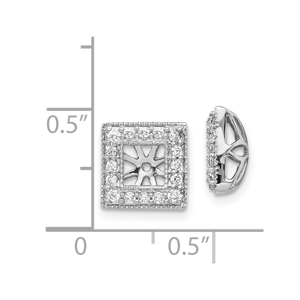 14K Weißgold Diamant Quadratisch Jacke Ohrringe