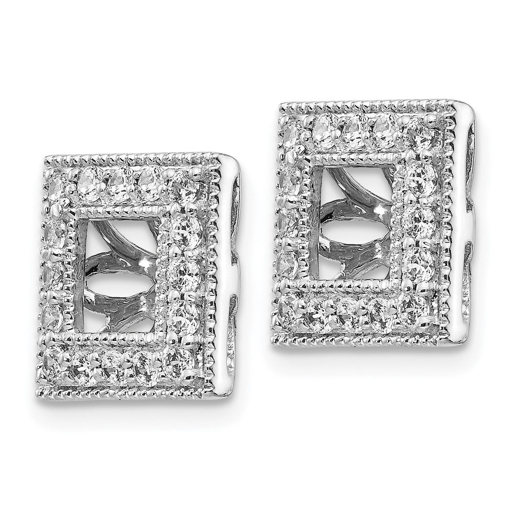 14K Weißgold Diamant Quadratisch Jacke Ohrringe
