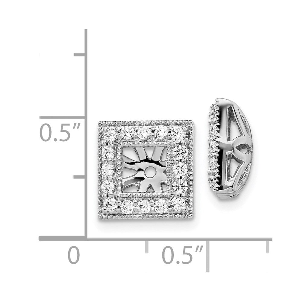 14K Weißgold Diamant Quadratisch Jacke Ohrringe