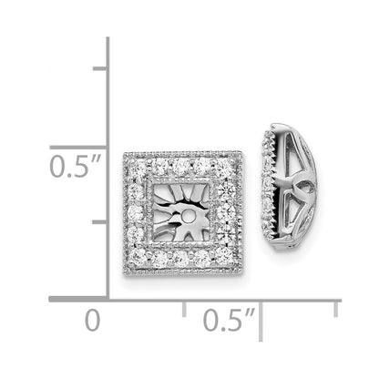 14K Weißgold Diamant Quadratisch Jacke Ohrringe