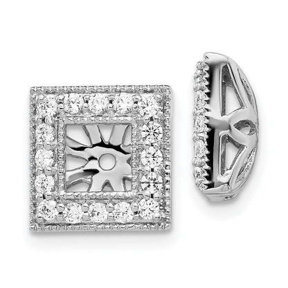 14K Weißgold Diamant Quadratisch Jacke Ohrringe