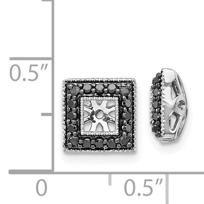 14K Weißgold Schwarz Diamant Quadratisch Jacke Ohrringe