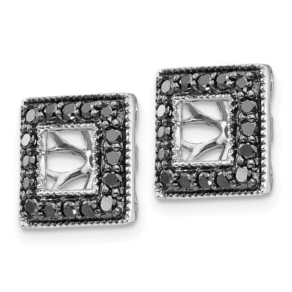 14K Weißgold Schwarz Diamant Quadratisch Jacke Ohrringe