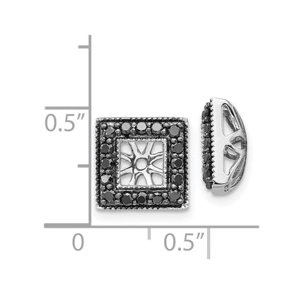 14K Weißgold Schwarz Diamant Quadratisch Jacke Ohrringe