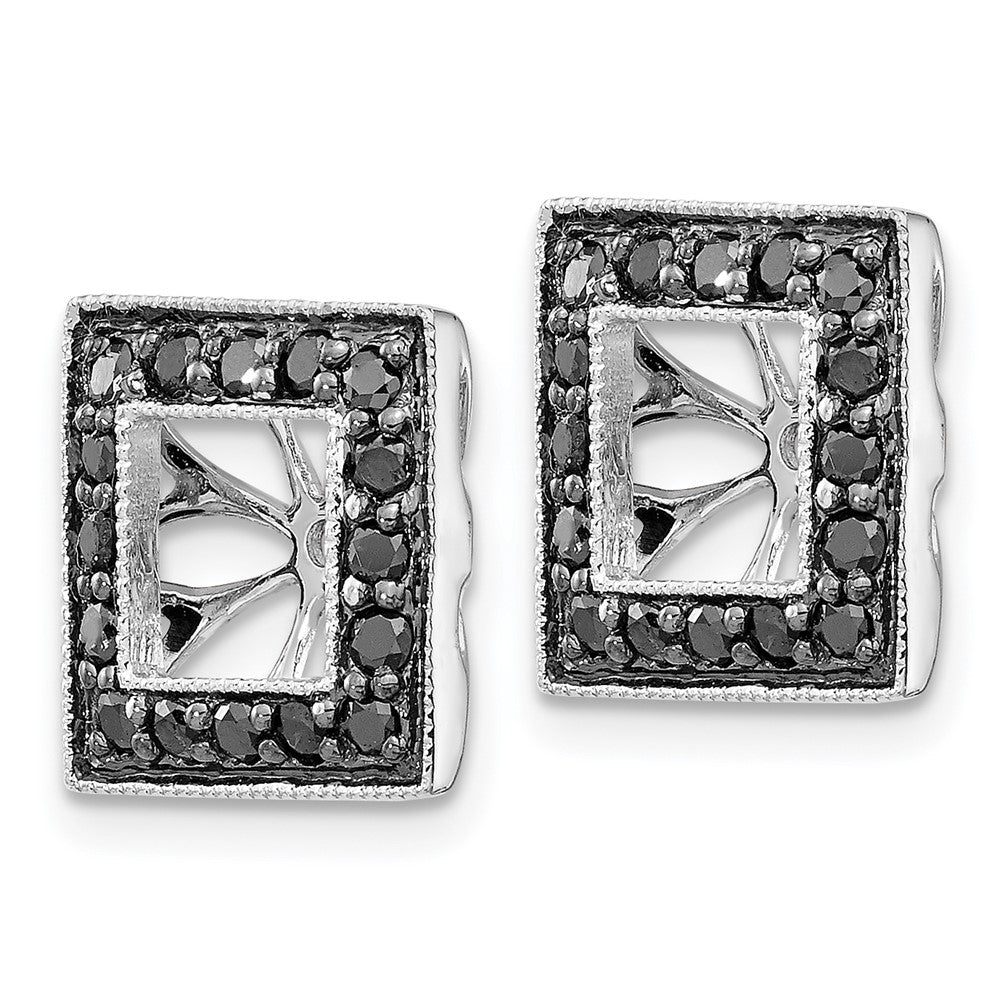 14K Weißgold Schwarz Diamant Quadratisch Jacke Ohrringe