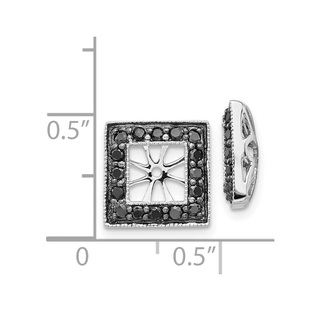 14K Weißgold Schwarz Diamant Quadratisch Jacke Ohrringe