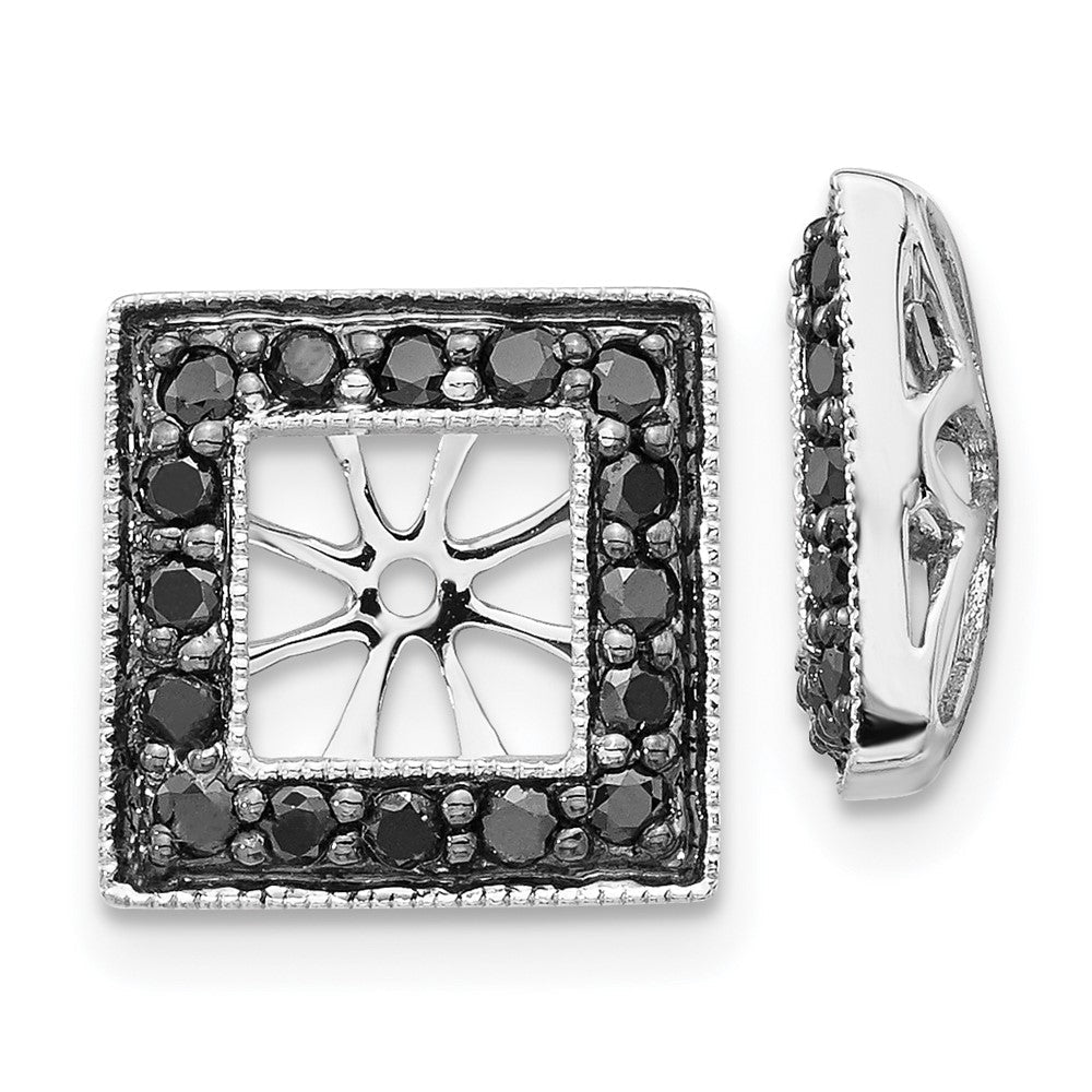 14K Weißgold Schwarz Diamant Quadratisch Jacke Ohrringe