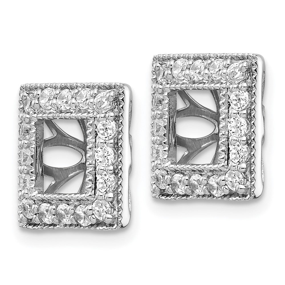 14K Weißgold Diamant Quadratisch Jacke Ohrringe