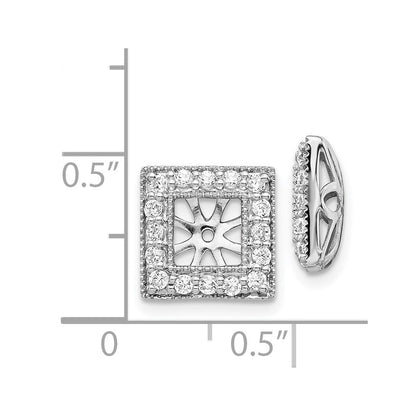 14K Weißgold Diamant Quadratisch Jacke Ohrringe
