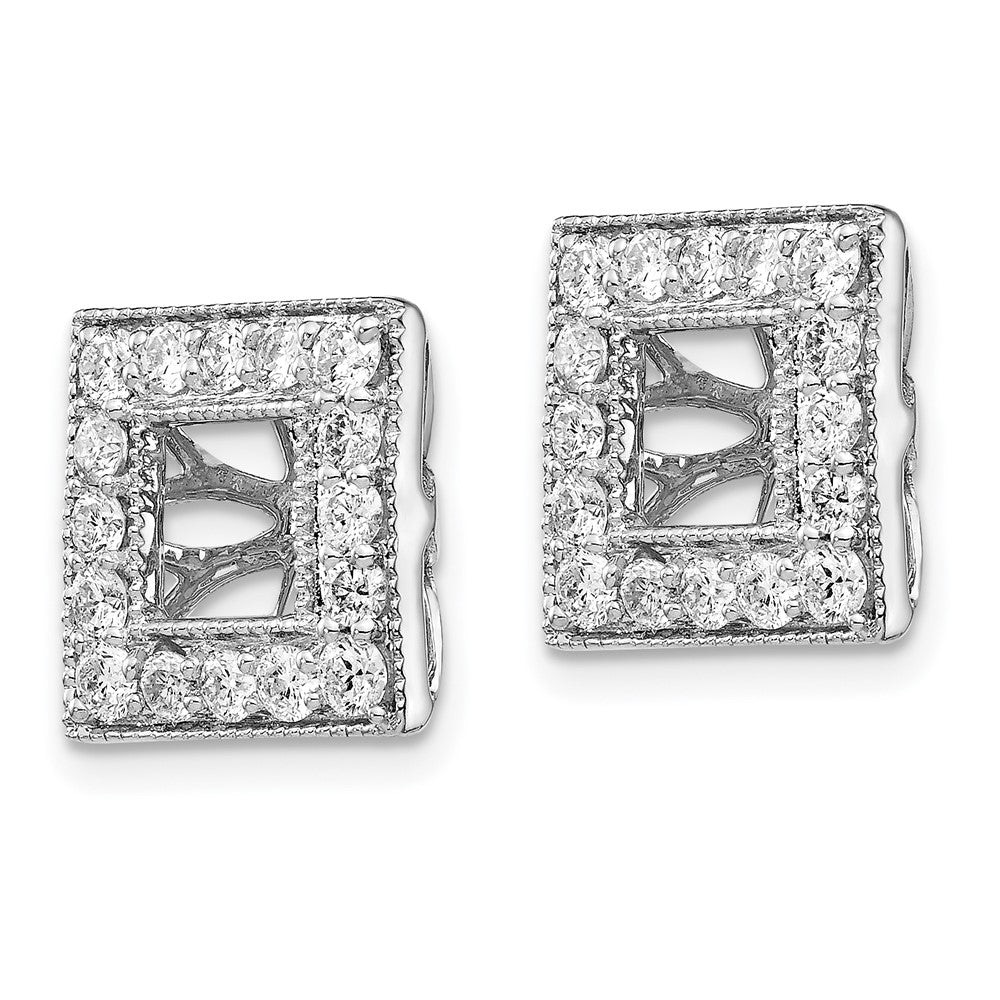 14K Weißgold Diamant Quadratisch Jacke Ohrringe