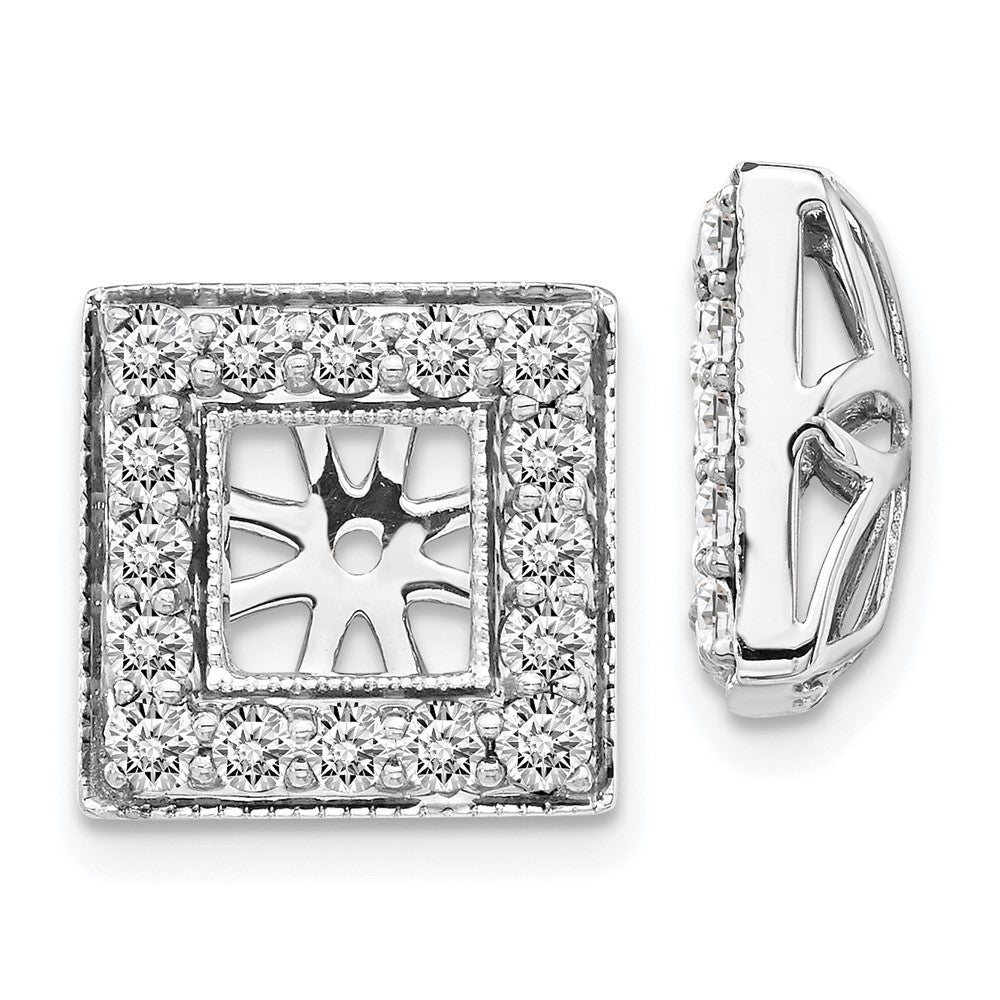 14K Weißgold Diamant Quadratisch Jacke Ohrringe
