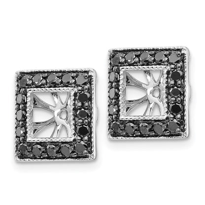14K Weißgold Schwarz Diamant Quadratisch Jacke Ohrringe