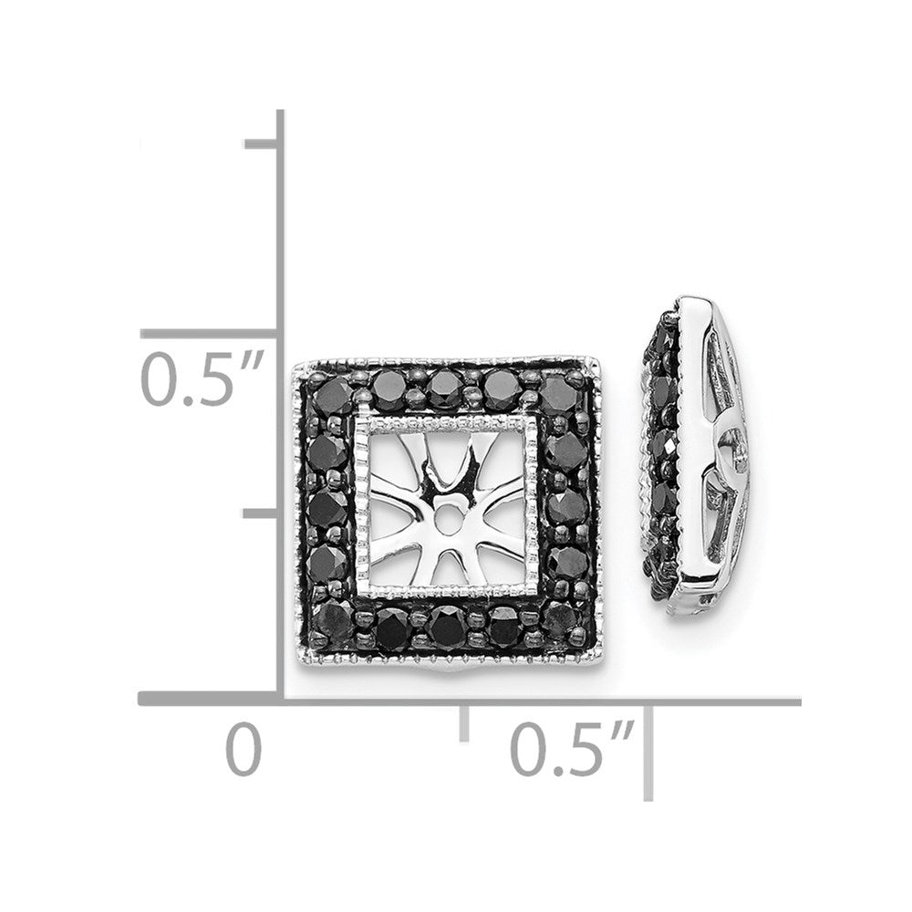 14K Weißgold Schwarz Diamant Quadratisch Jacke Ohrringe