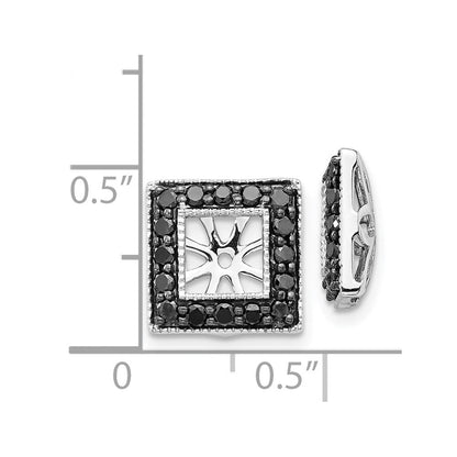 14K Weißgold Schwarz Diamant Quadratisch Jacke Ohrringe