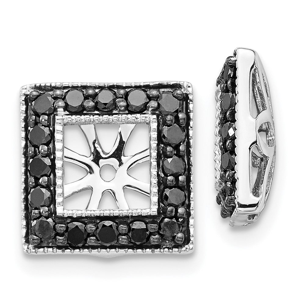 14K Weißgold Schwarz Diamant Quadratisch Jacke Ohrringe