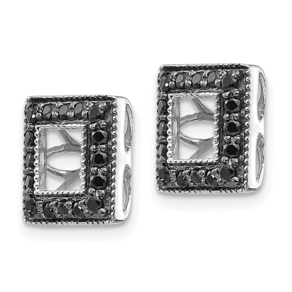 14K Weißgold Schwarz Diamant Quadratisch Jacke Ohrringe