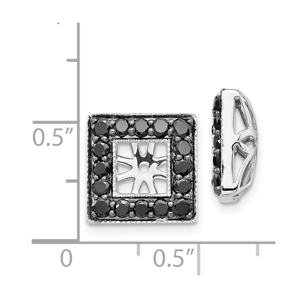 14K Weißgold Schwarz Diamant Quadratisch Jacke Ohrringe
