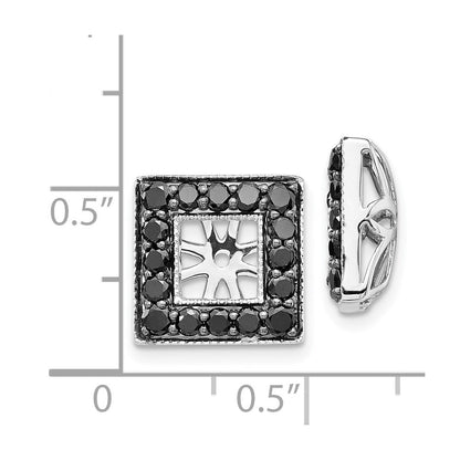 14K Weißgold Schwarz Diamant Quadratisch Jacke Ohrringe