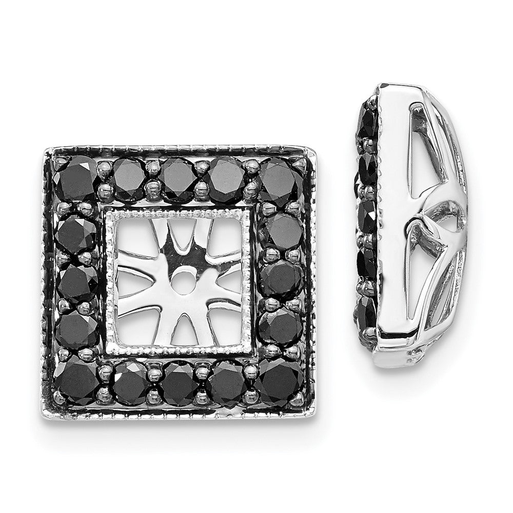 14K Weißgold Schwarz Diamant Quadratisch Jacke Ohrringe