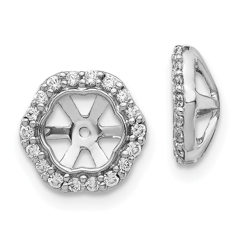 14K Weißgold Ohrring-Jacket mit 5 mm und 0,25 ct. im Labor gezüchteten Diamanten, VS/SI+ G+