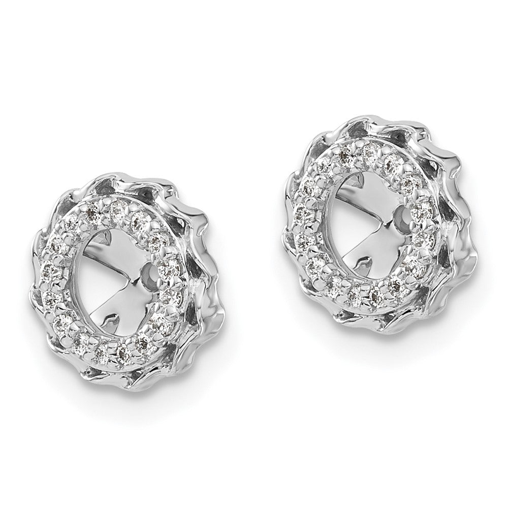 14K Weißgold Ohrring-Jackets mit gedrehtem Rand und Diamanten