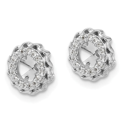 14K Weißgold Ohrring-Jackets mit gedrehtem Rand und Diamanten