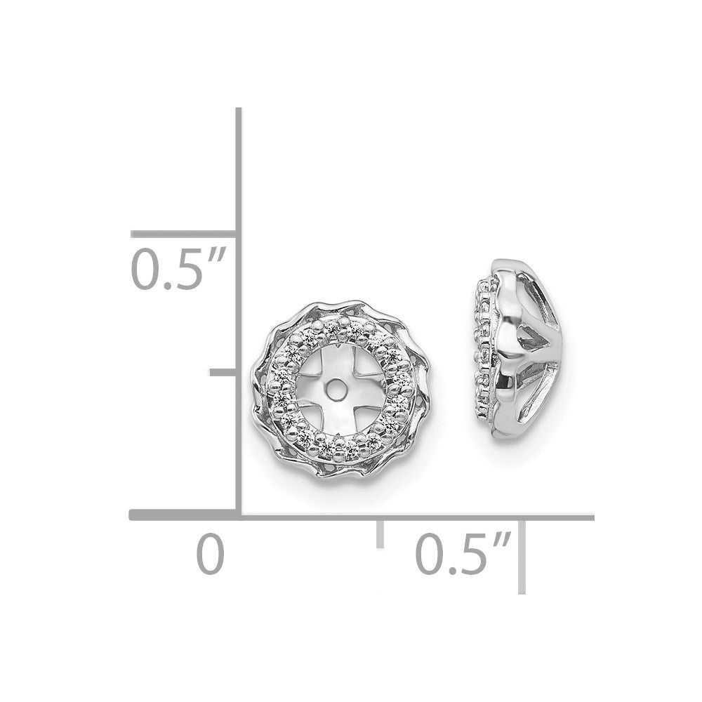 14K Weißgold Ohrring-Jackets mit gedrehtem Rand und Diamanten